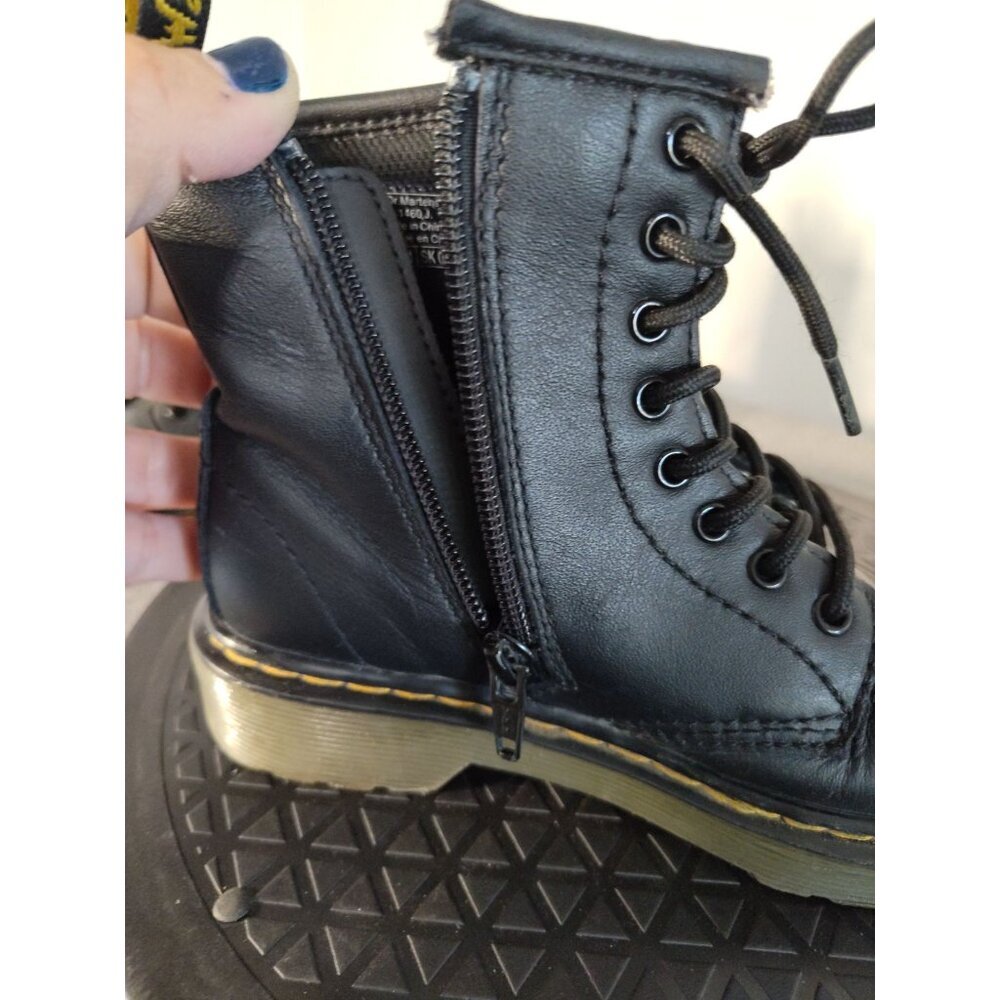Dr Martens kids Laced Zip Up Gloss Black Shoes Boots 1460 J 13 - Picture 14 of 16